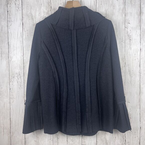 Soft Surroundings Aveline Jacket Large Black Wool Blend Shawl Collar Snap Front - Picture 7 of 10